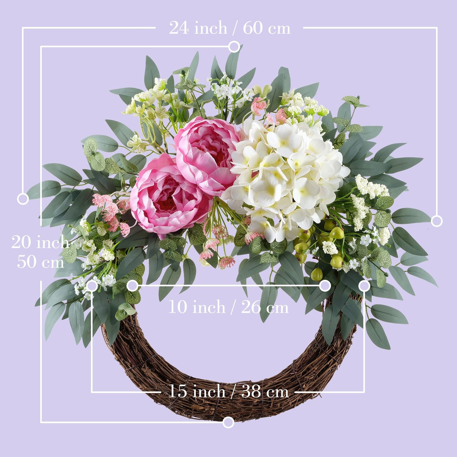 All-Season Interchangeable Grapevine Wreath – DIY Kit with Faux Silk Flowers,…