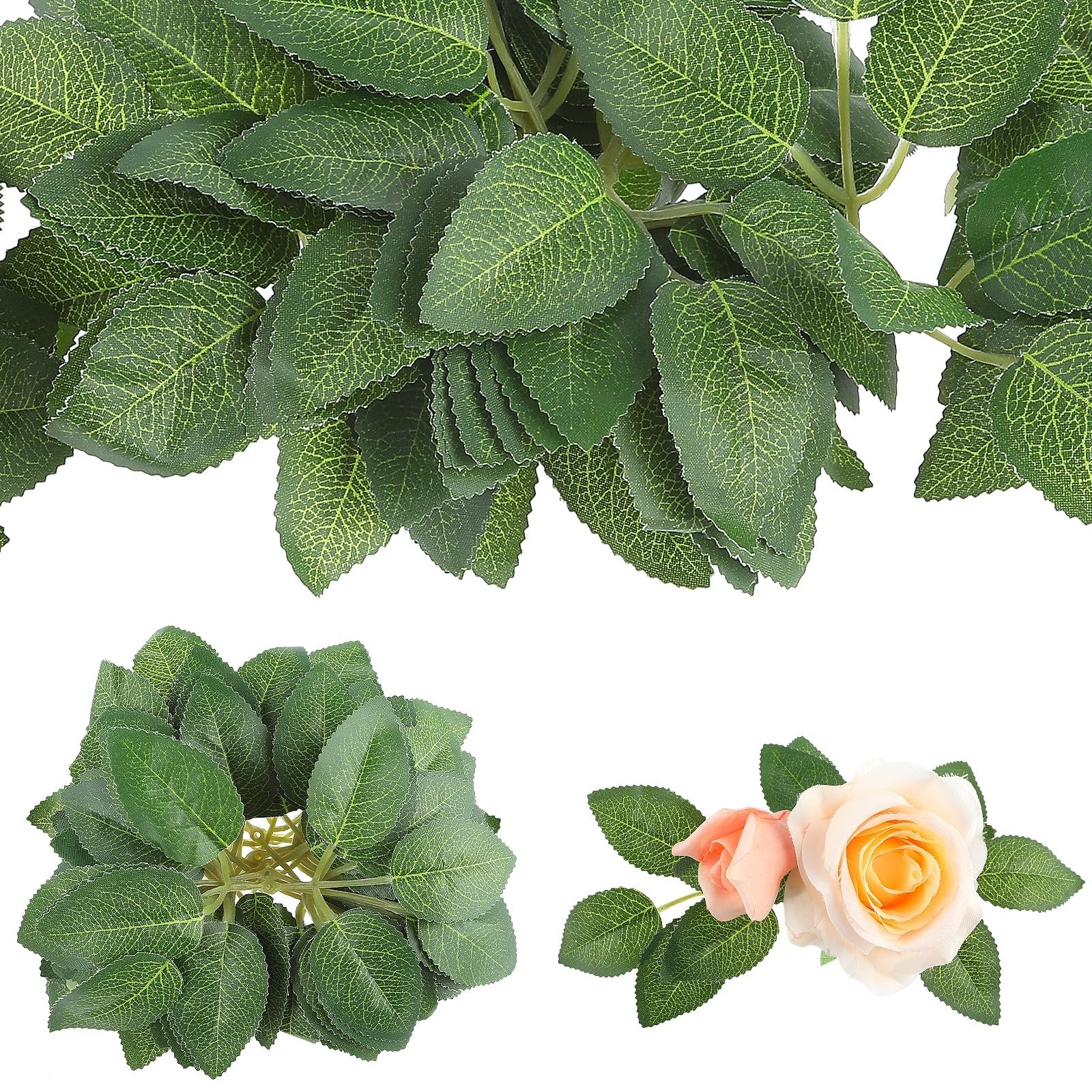 40 Pcs Green Silk Fake Leaves – Artificial Plastic Leaves for Crafts, Bouquets &