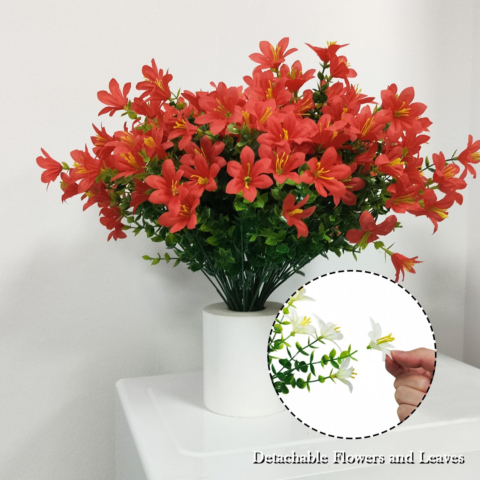 8 Bundles Artificial Flowers, Fake Lilies Silk Flower Plants with 21 Heads pe…