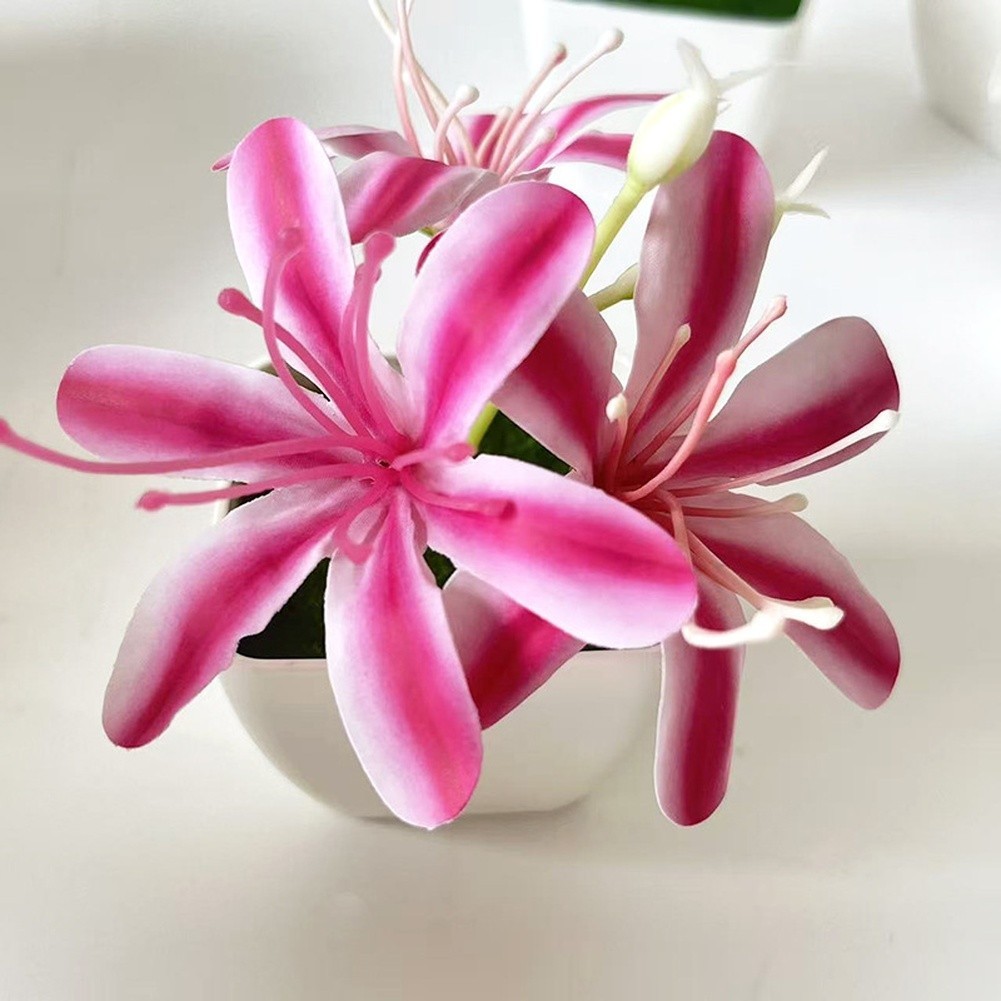 Artificial 3 Stem Jasmine in Small Pot for Modern Minimalist Home Office Decor