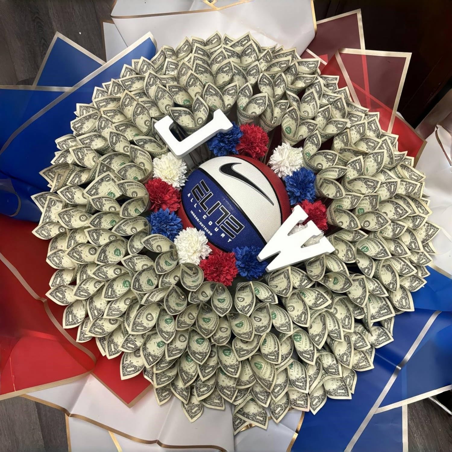12 PCS Patriotic Ball Chrysanthemum Artificial Silk Flowers 4th July