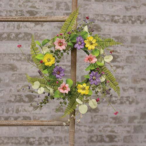 Spring Mix Blossoms Candle Ring / Wreath 6.5″ Inner Diameter Floral