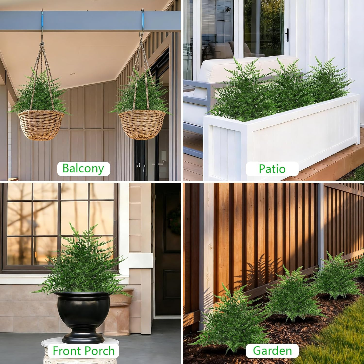 Yangrass Artificial 23″ Fern Topiary Ball Trees, 2PCS Fake Fern Bushes Artificia