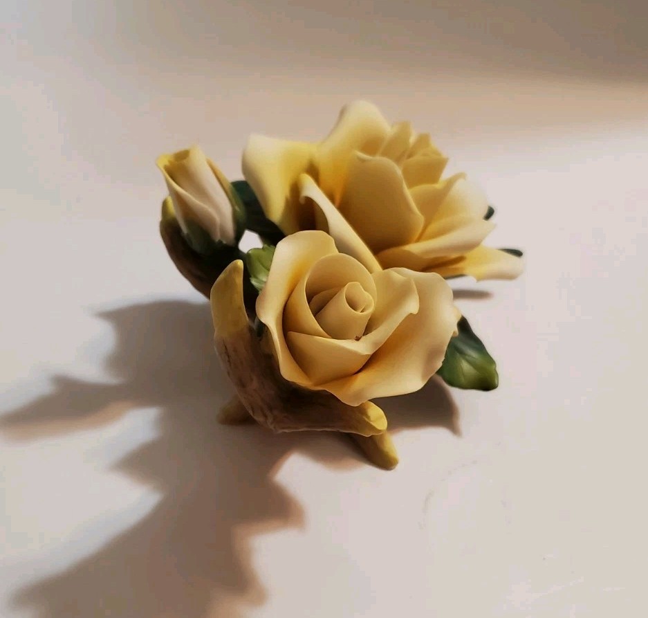 Lefton Yellow Roses On Branches W/ Leaves Rose Pair Flower Decor 13908 Vtg ’99