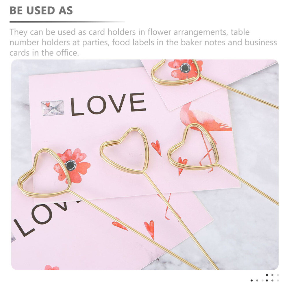 10 Pcs Pieces Gold Round Floral Place Card Holder Heart Decoration