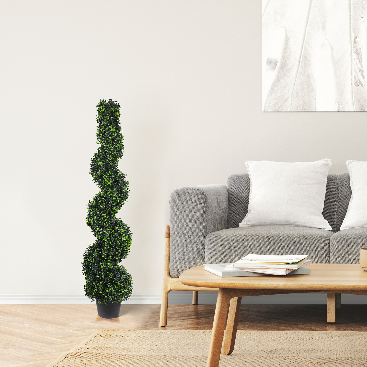 4/5/6ft Tall Artificial Boxwood Spiral Tree w/ Pot Indoor Outdoor Festival Decor