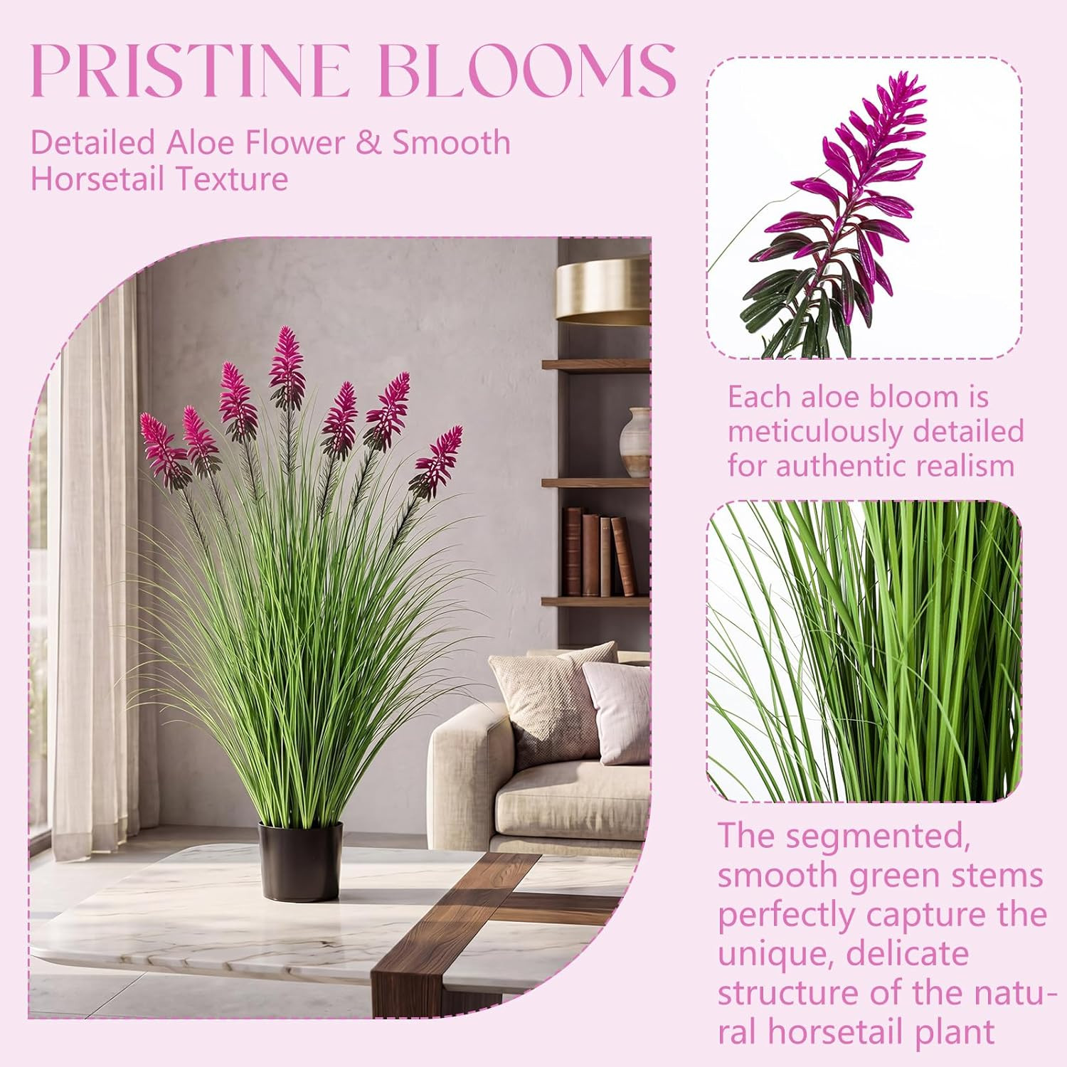 2 Pack 4 Ft Artificial Grass with Plum Cockscomb for Home & Garden Decor