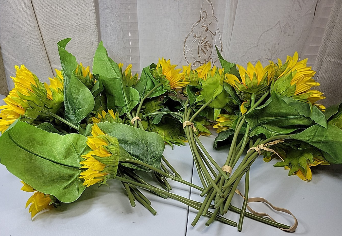 33-Life Like Silk Sunflowers 5-Bundles of 6 + 3 Extra
