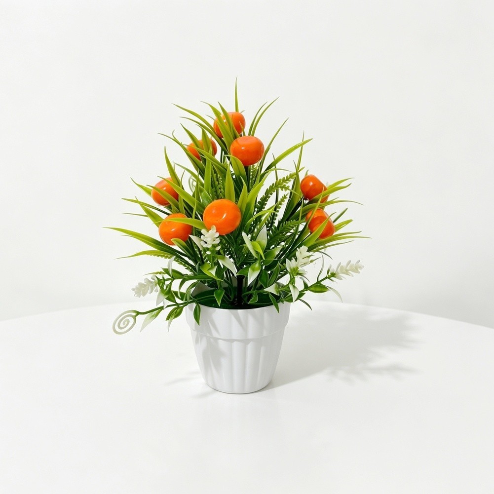 Artificial Potted Fruit Tree 20cm Tall for Tabletop Living Room Bedroom Decor