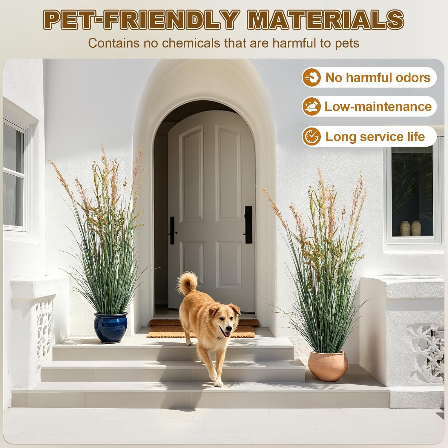 2 Pack Faux Plastic plantas Synthetic Pampas Grass Indoor Outdoor Realistic