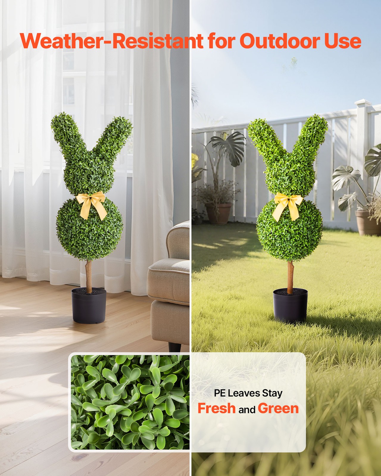 VEVOR Artificial Topiary Bunny Shape Boxwood Ball 36 Inch Faux Plant Home