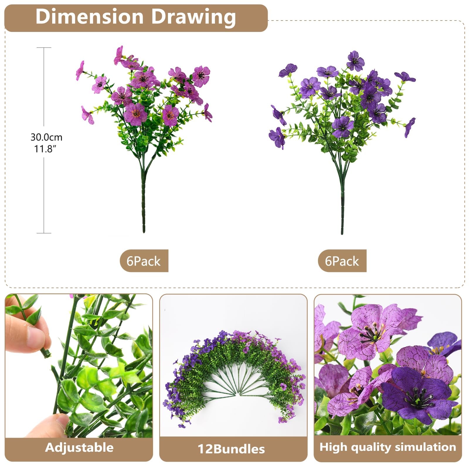 ZFProcess Artificial Flowers Faux Plants Outdoor Fake Flowers Spring Decor,12
