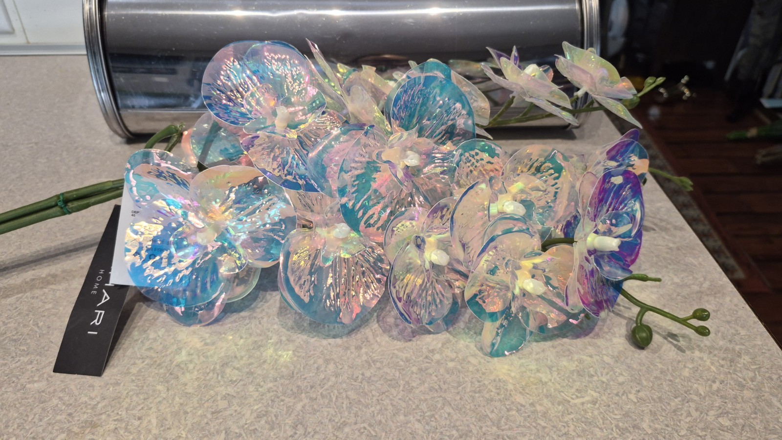 Faux Orchid stem iridescent