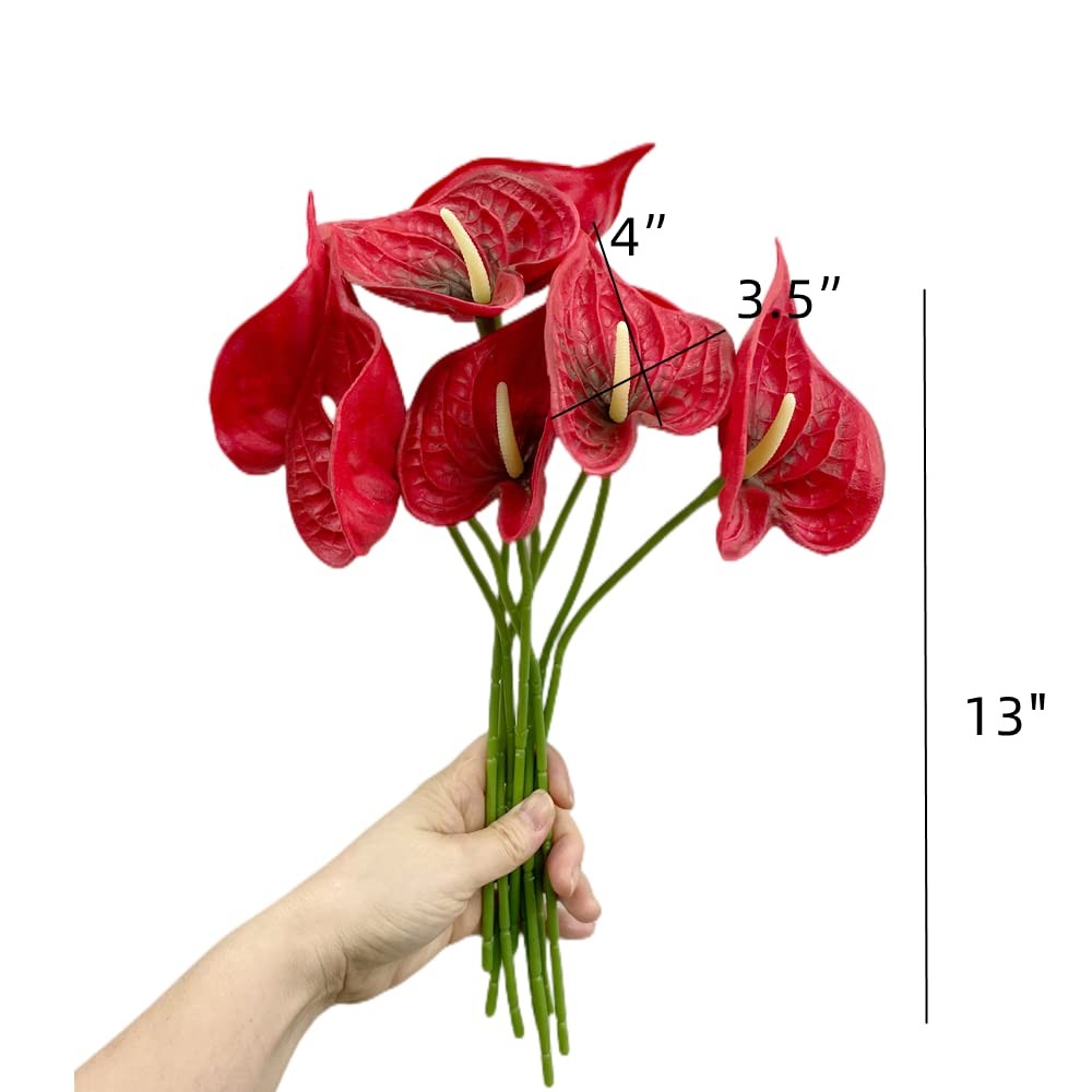 8pcs 13inch Pink Artificial Anthurium Lily Flowers Permanent for Home Decor B…