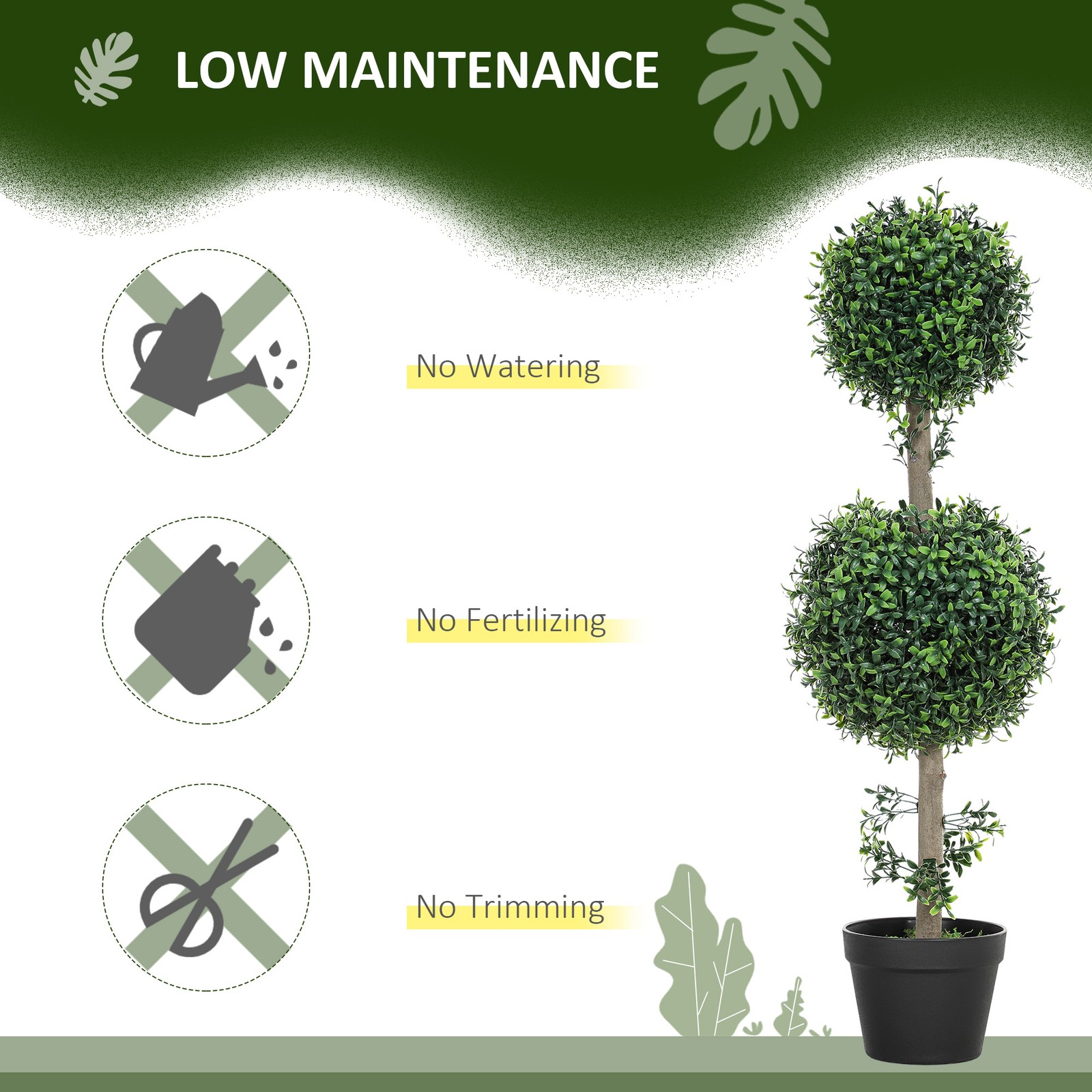 Set of 2 Artificial Ball Boxwood Topiary Tree Outdoor Plants in Pot Indoor Decor