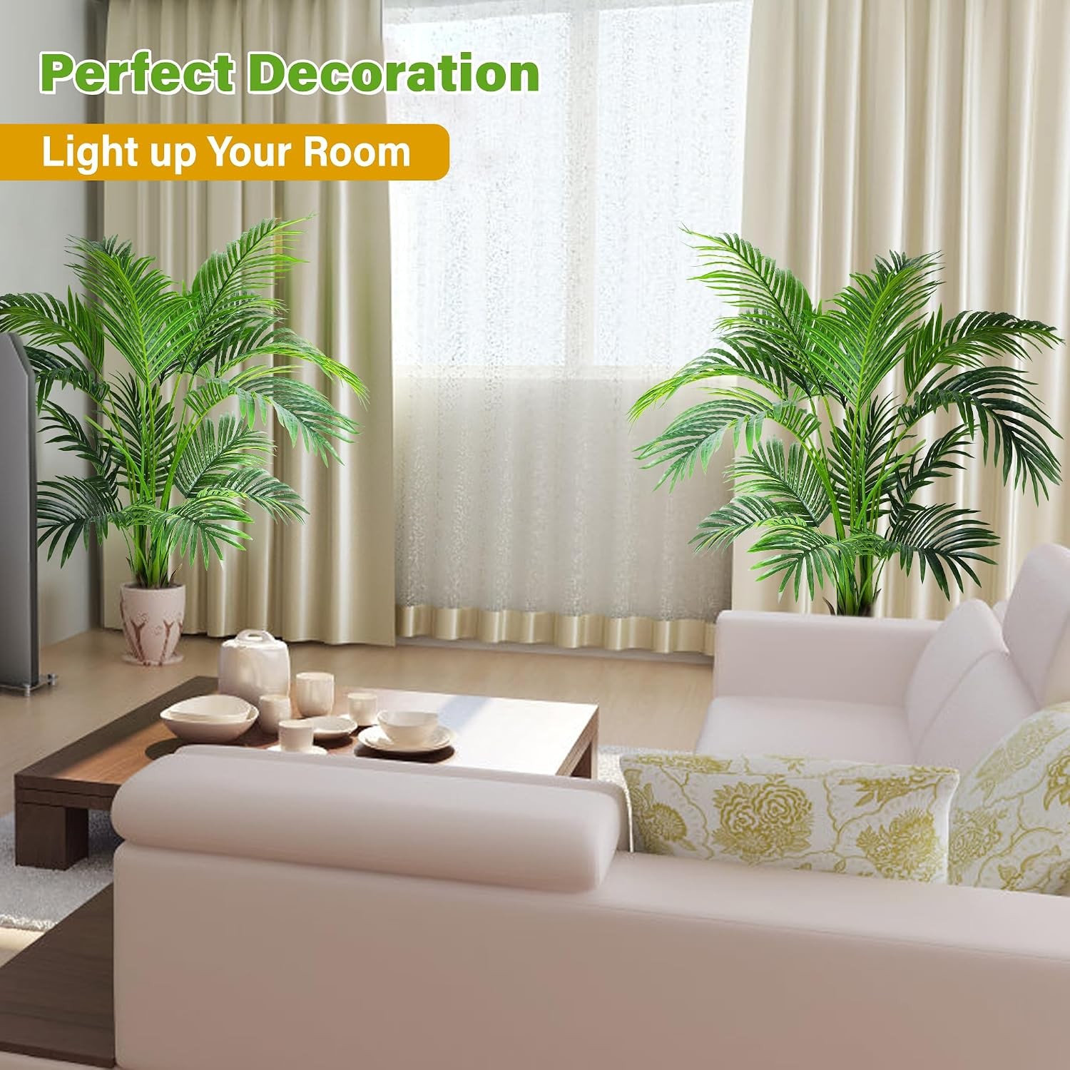4 FT Artificial Palm Tree Plant 47 Inch Silk Tree Indoor Decor