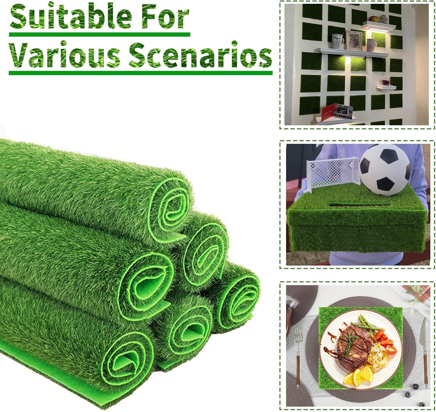 2 Pieces of 6X6 Inches Fake Grass for Crafts – Artificial Grass – DIY Mini Garde