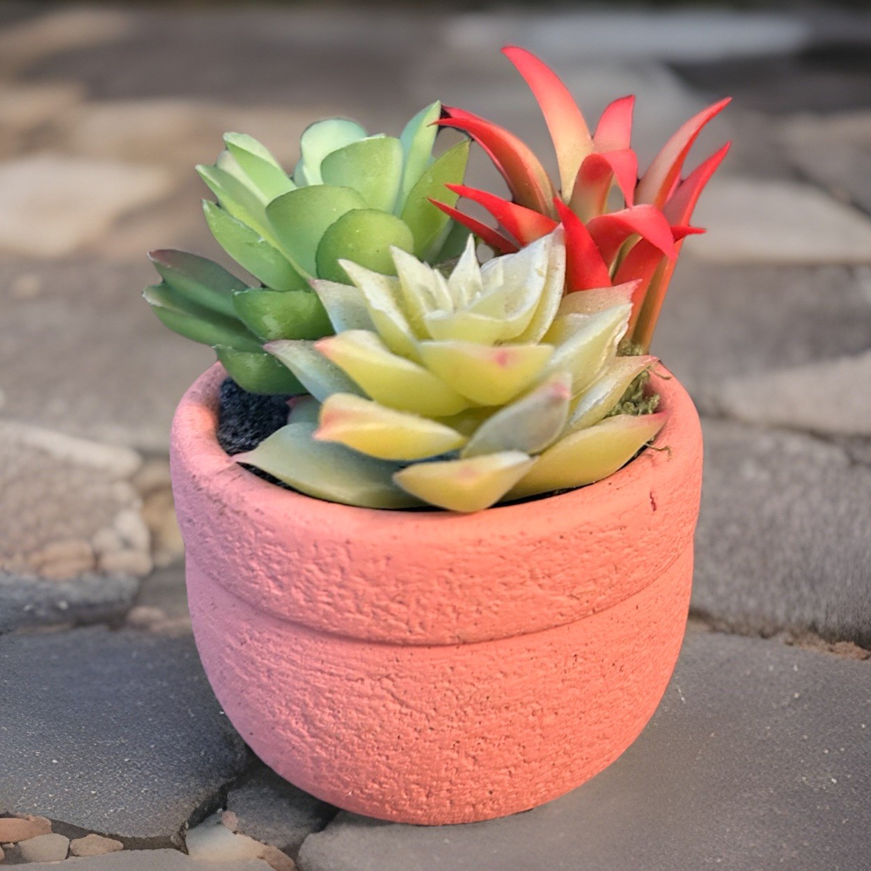 Small Artificial Succulent Plant Arrangement Terracotta -Style Pot Shelf-Window