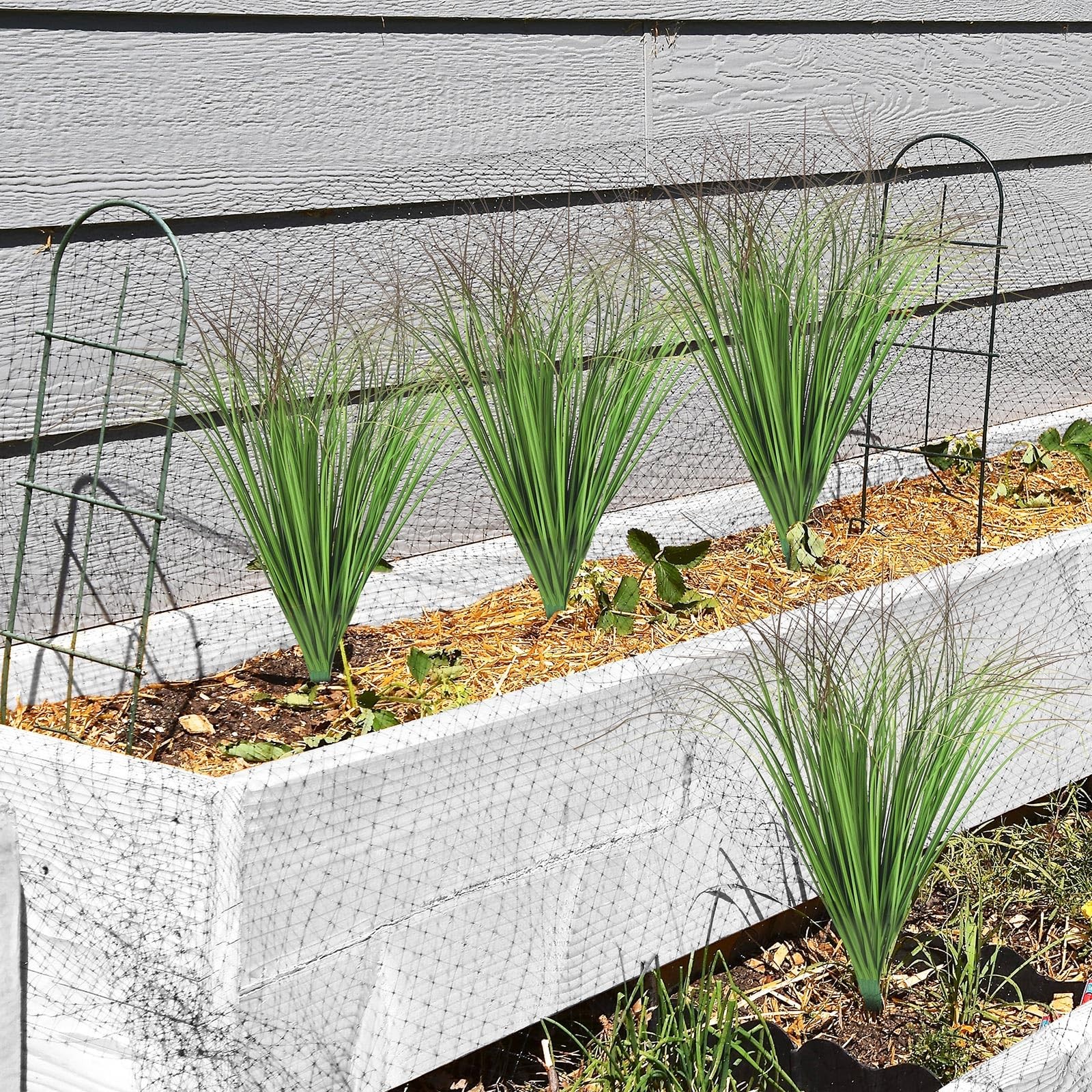 24 Pcs Artificial Fake Grass Plant 18.5 Inch Tall Faux Shrubs Wheat Grass Gre…