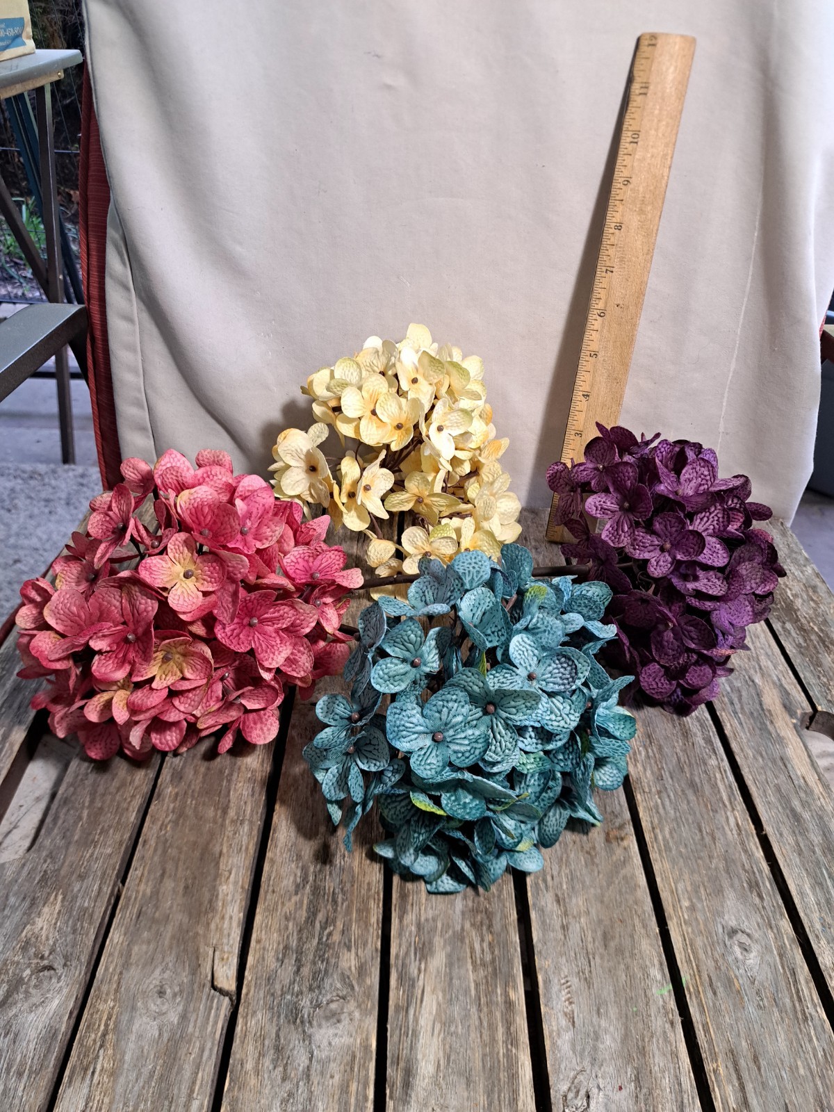 Artificial Hydrangea Flowers 4 Bundles Purple, Pink, Teal & Yellow #4797L473