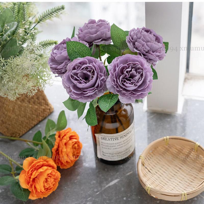 1/5/10Pcs Silk Artificial Fake Peony Flower Heads Bulk Craft Wedding Party Decor