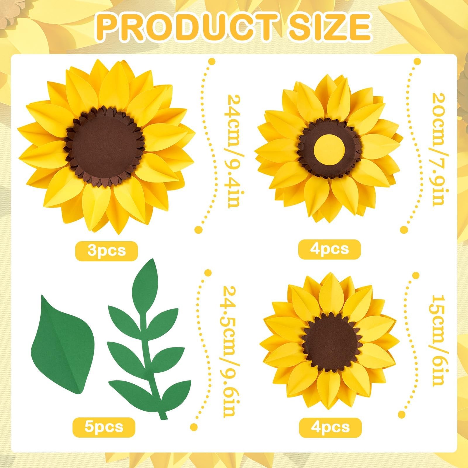 Sunflower Paper Flower Decorations for Wall Giant Artificial Sunflowers Class…