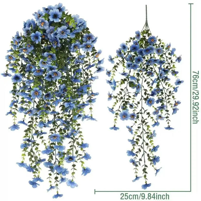 2Pcs Plastic Eucalyptus Fake Plant Decor Daisy Artificial Flowers Hanging Vines