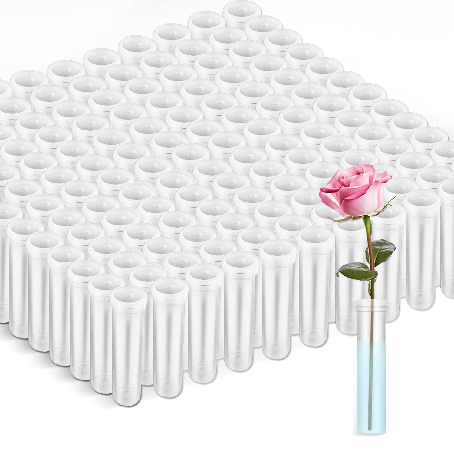 100 PCS 2.83 Inch Floral Water Tubes Plastic Vials Small Holder Clear Decor