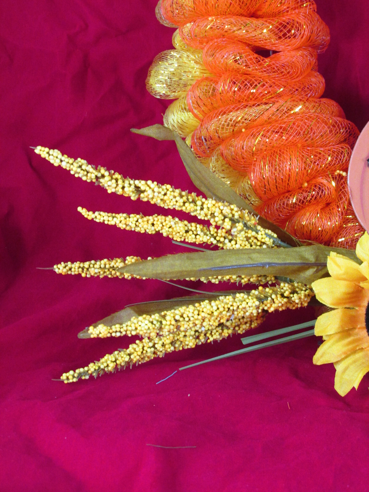 Orange and Yellow Deco Mesh Fall Bubble Wreath