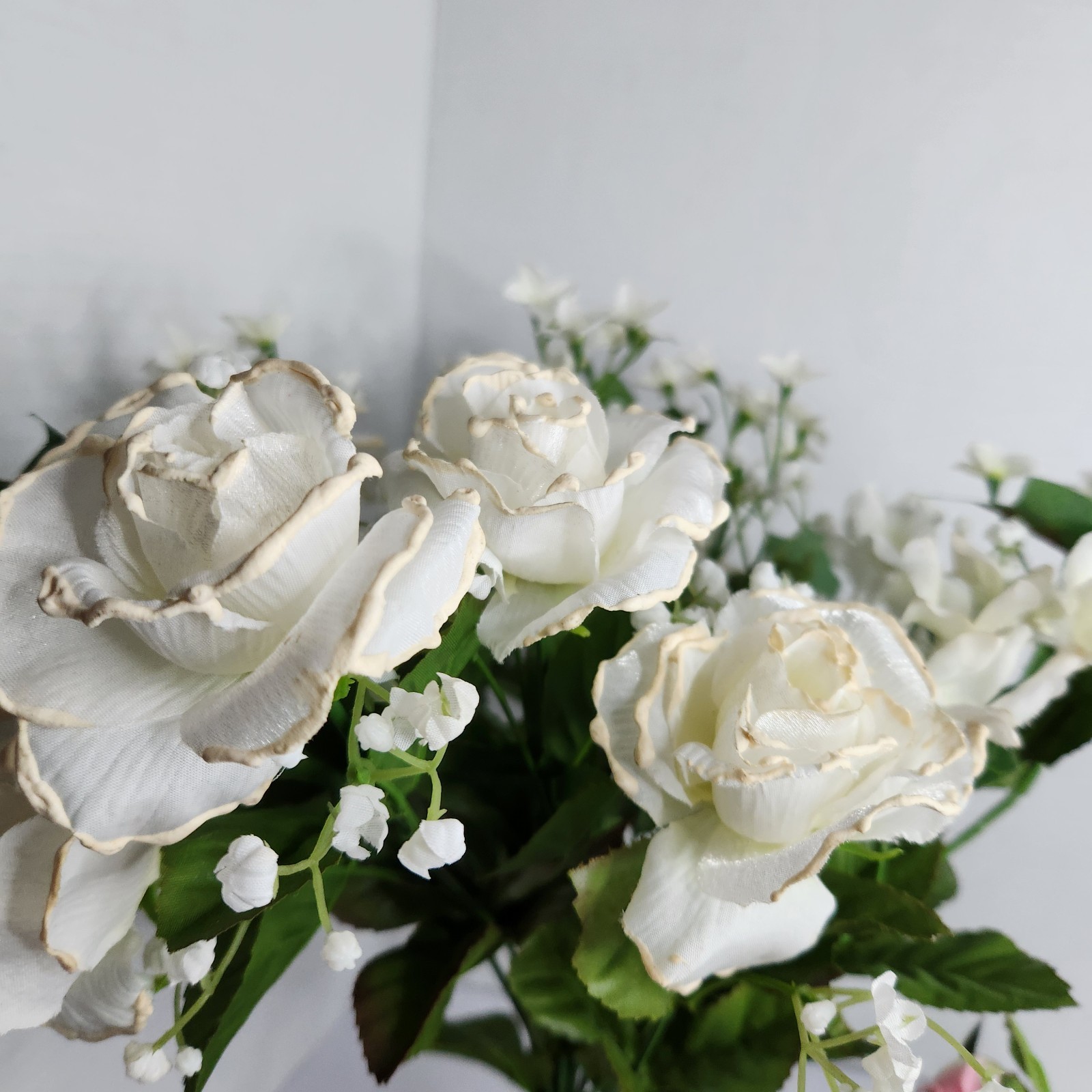 Artificial Silk Flower Lot Roses Lily Pink White Floral Craft Wedding Decor