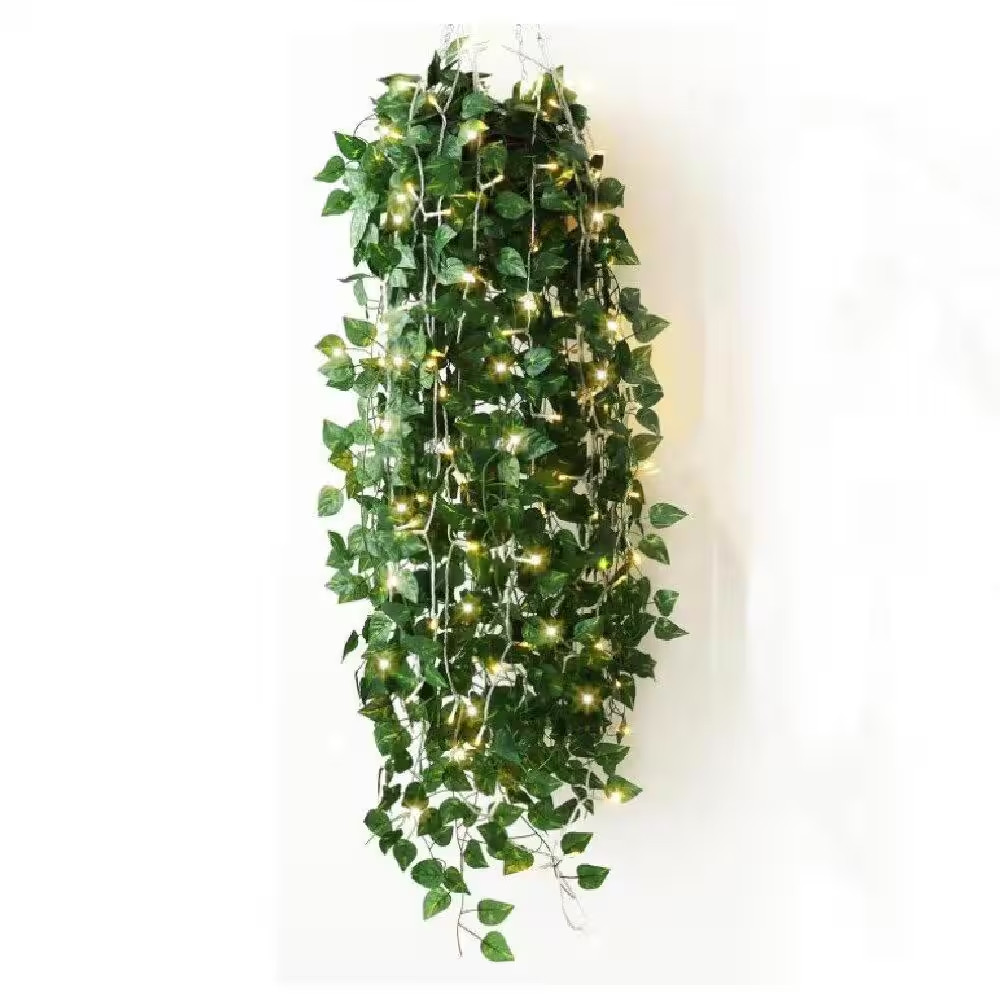 86 .4 In. H Green Fake Ivy Vines, Artificial Ivy Garland with 200 LED String Lig