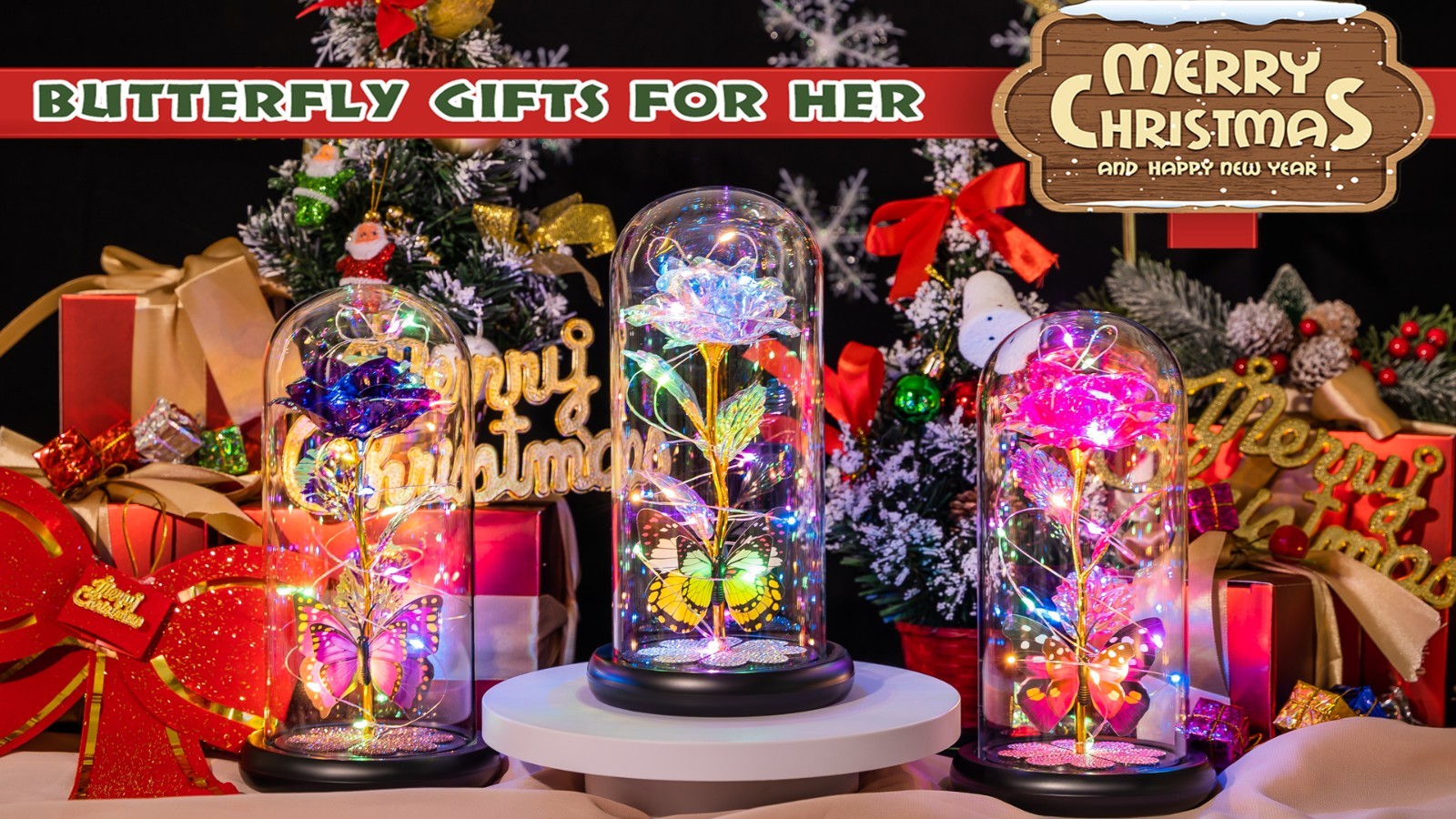 Eternal Glass Rose with Butterfly – Valentine’s Day Gift for Her, Birthday Gift