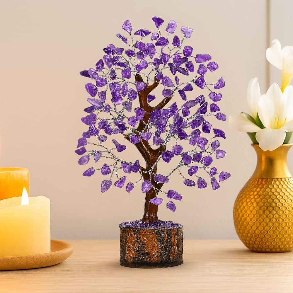 Amethyst Crystal Tree of Life – Handmade Healing Bonsai Purple Tree for Home …