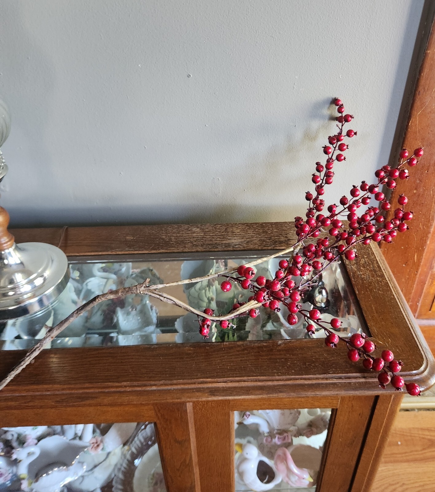 Artificial Red Berry Stem Faux Holiday Christmas Floral Branch Decor