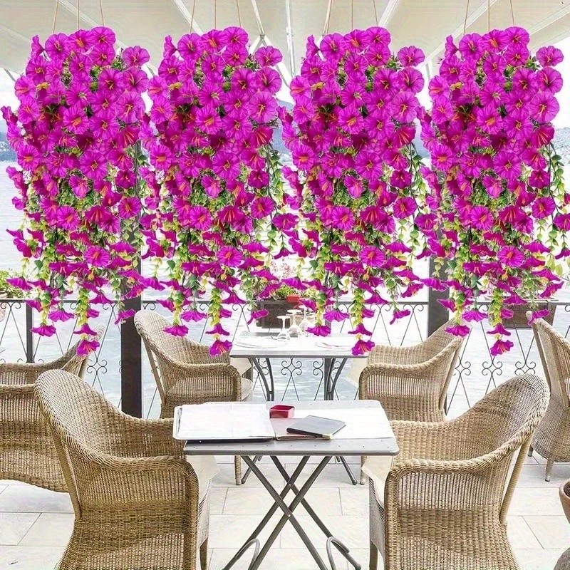12Pcs Artificial Hanging Flowers Fake Vine Plant for Home Garden Wall Decor