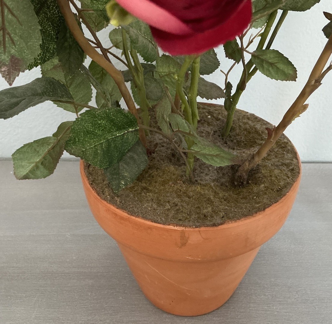 Realistic Artificial Camellia Red Roses Floral Arrangement Terracotta Pot 15’’
