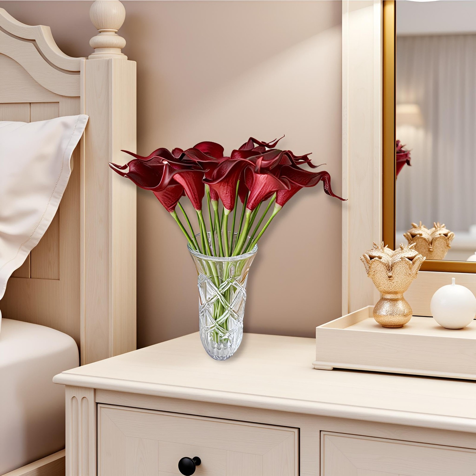 20 Pack 14″ Calla Lily Artificial Flowers – Real Touch Burgundy Latex Flowers…