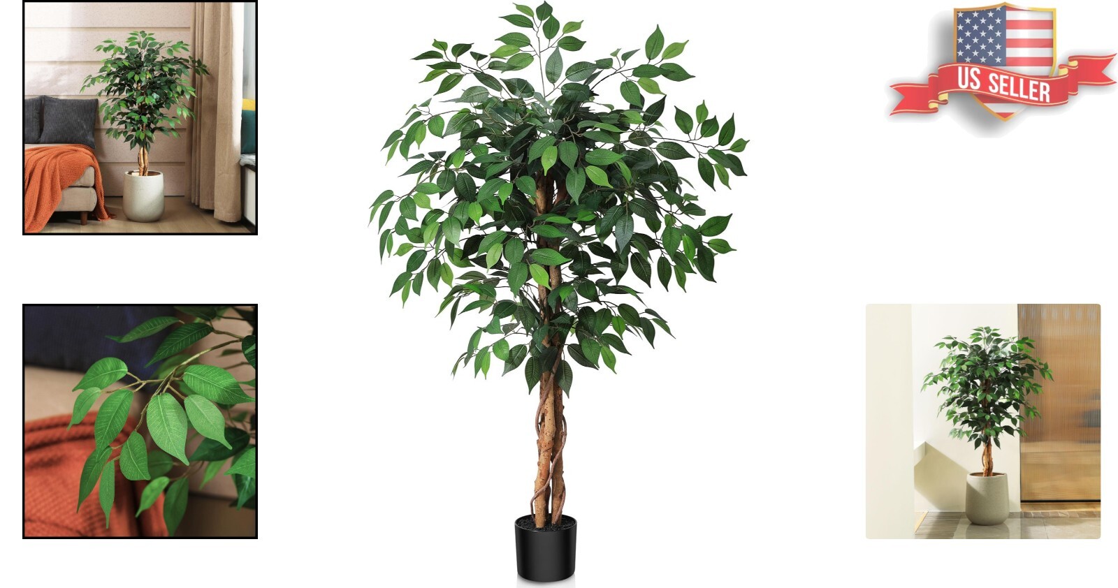 Versatile Lifelike Ficus Tree – 48in Indoor/Outdoor Faux Plant for All Seasons