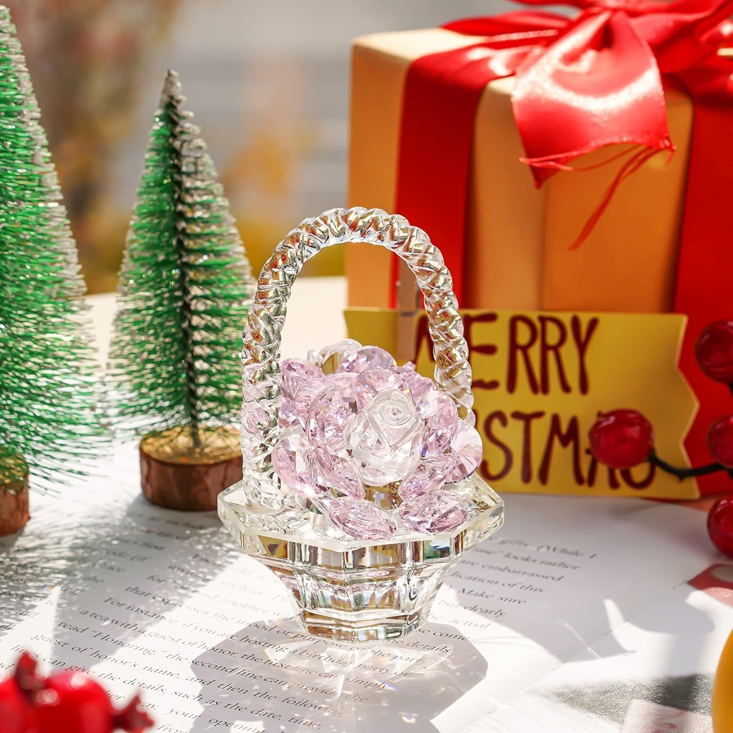 Elegant Art Deco Pink Crystal Rose – Perfect Gift for Mother’s Day & Valentine’s