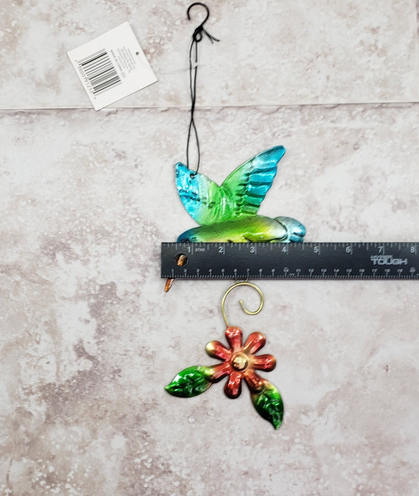 Decorative Hanging Hummingbird w/ Flower Indoor Outdoor Metal Sign True Living