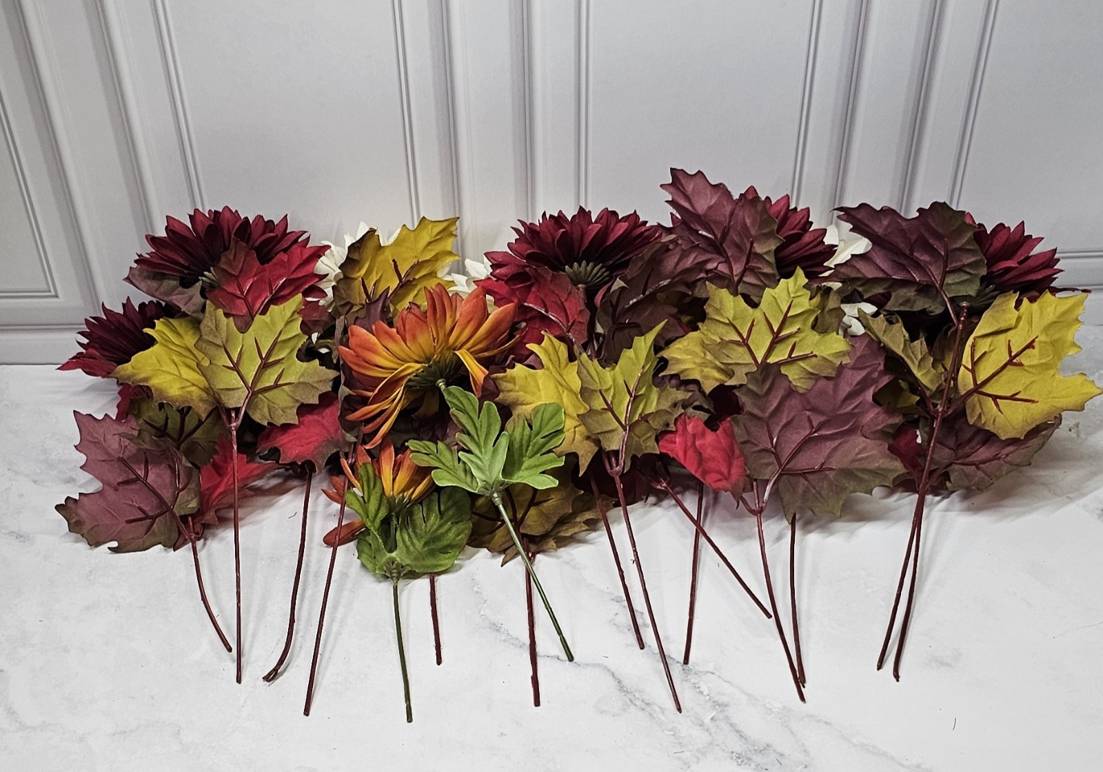 Fall Artificial Flowers With Small Pumpkin And Gourds