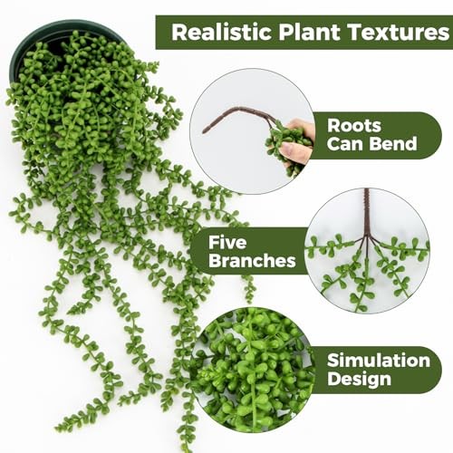 Fake Hanging Plants Artificial Decor – 3PCS String of Pearls Plant Artificial
