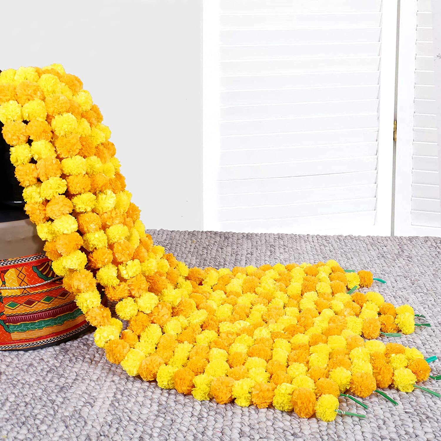 Marigold Garland Artificial Flower Strings for Decoration Indian Wedding Event