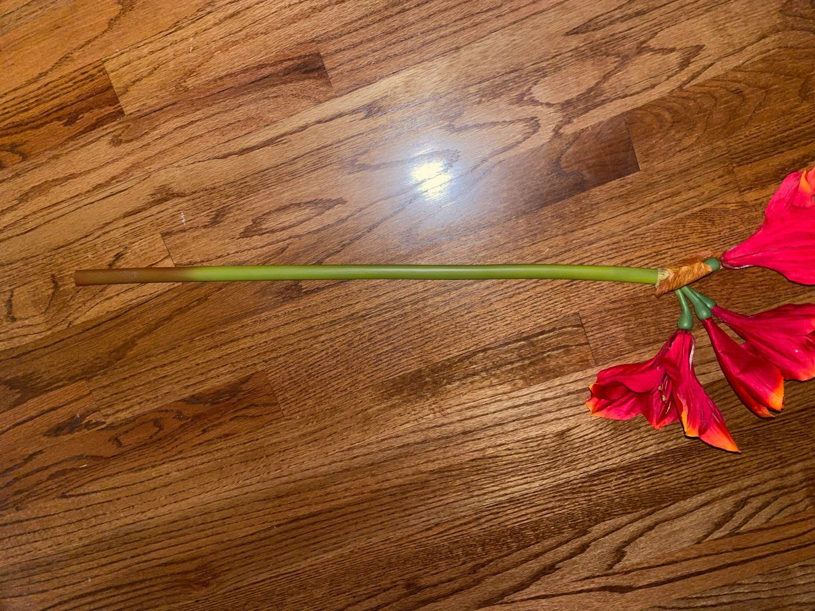 Pottery Barn Red Amaryllis Faux Flower Stem (1) Stem 26″-28″ Christmas Floral