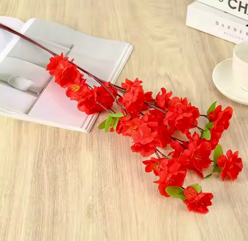Artificial Flower Silk Peach Blossom Branch Cherry Room Home Christmas Decoratio