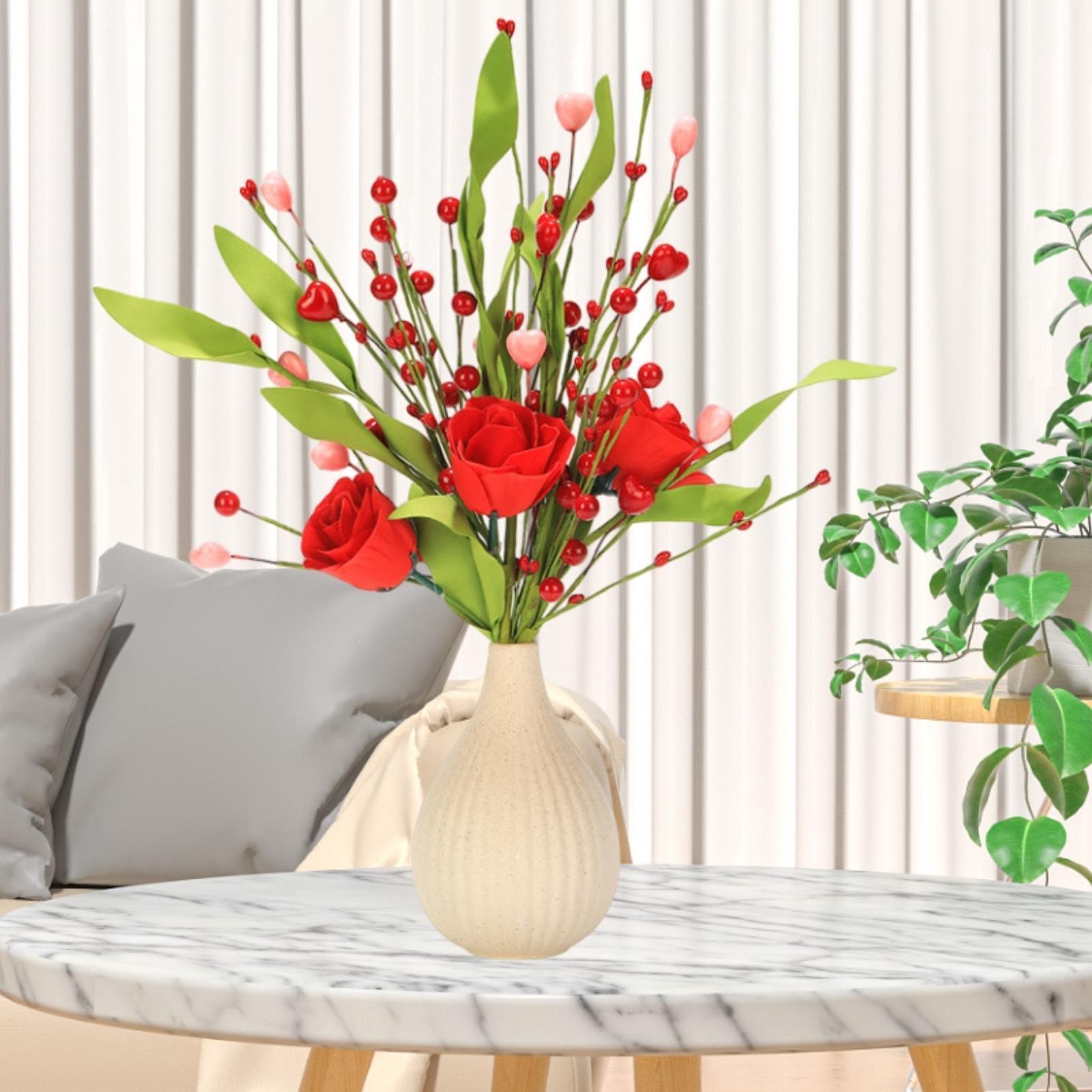 3x Artificial Flowers Creative Floral Picks for Propose Couples Festive