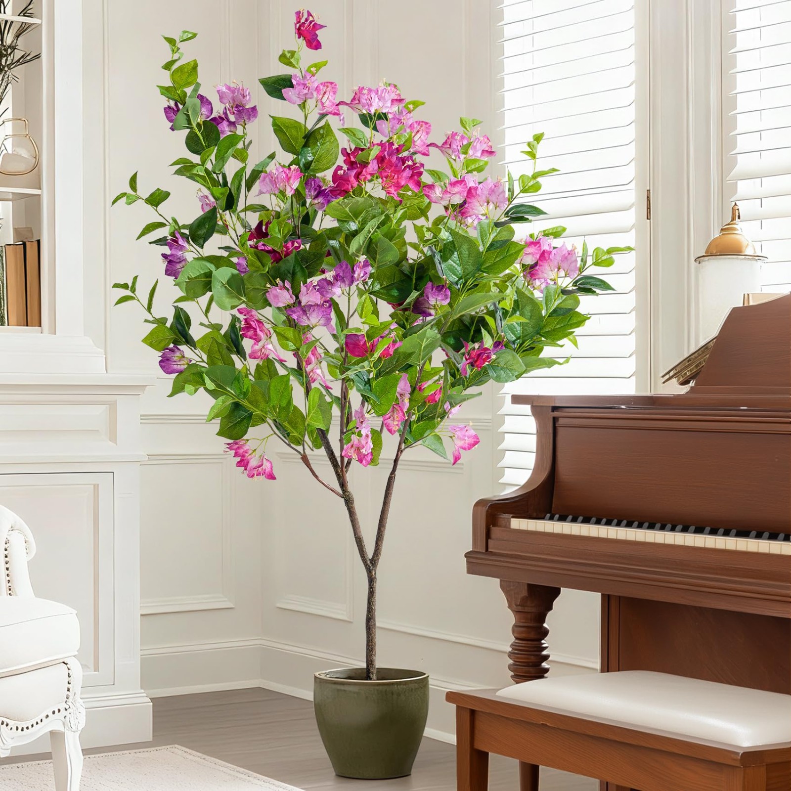 4FT Lifelike Artificial Bougainvillea Tree – Potted Faux Plant for Home, Office,