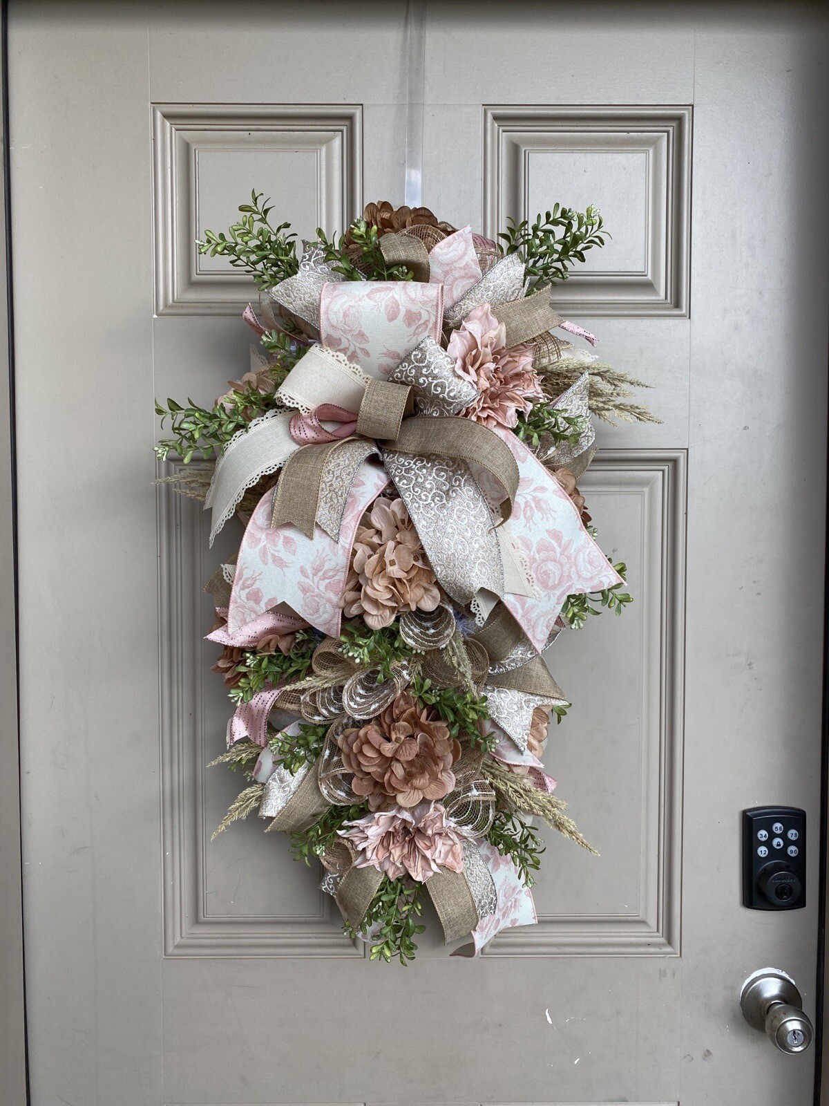 Boho Champaign Floral Wedding Flowers/ Rustic Farmhouse Swag Baby Shower Gift