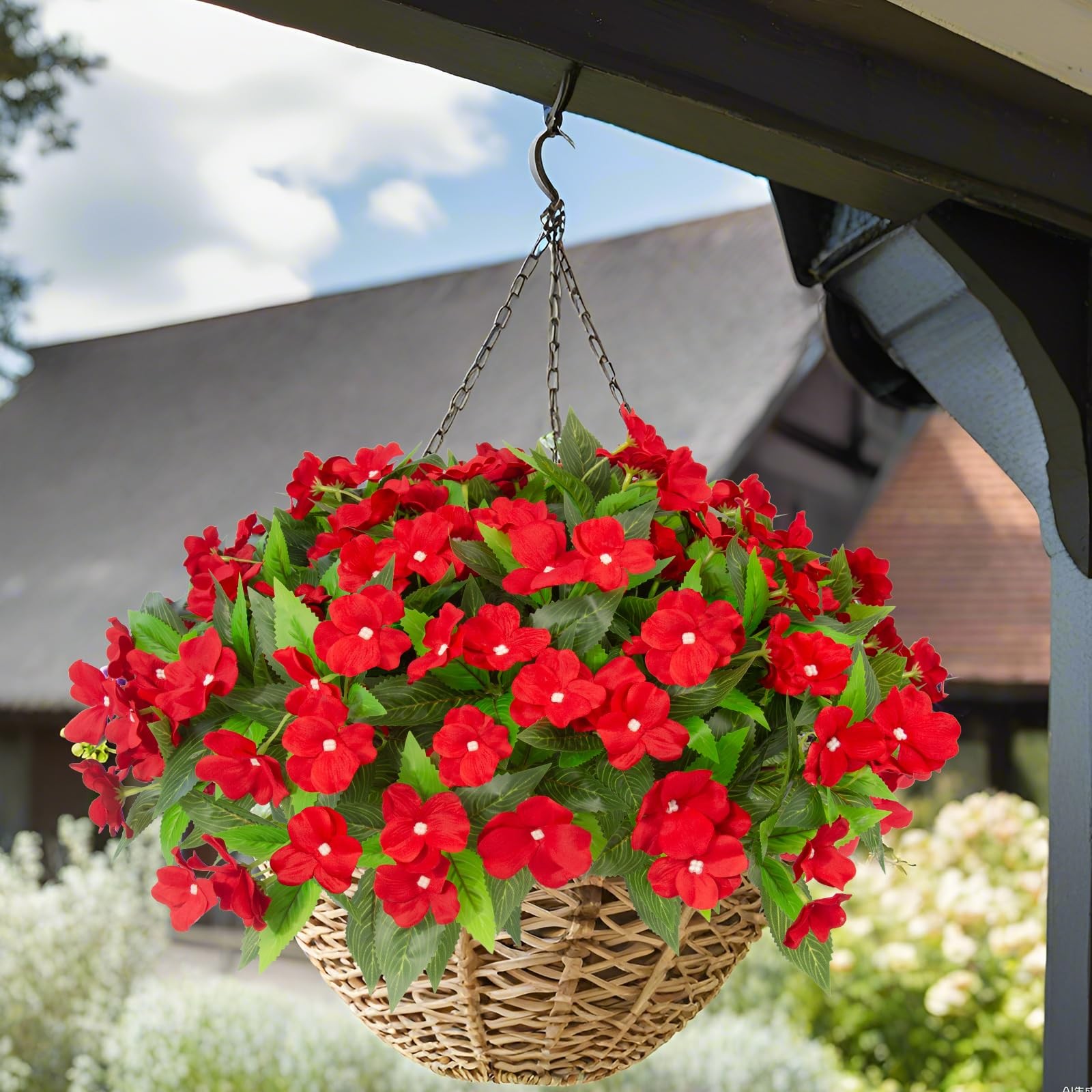 Daynight 4 Pcs Artificial Impatiens Flowers for Outdoor Flowers UV Resistant …