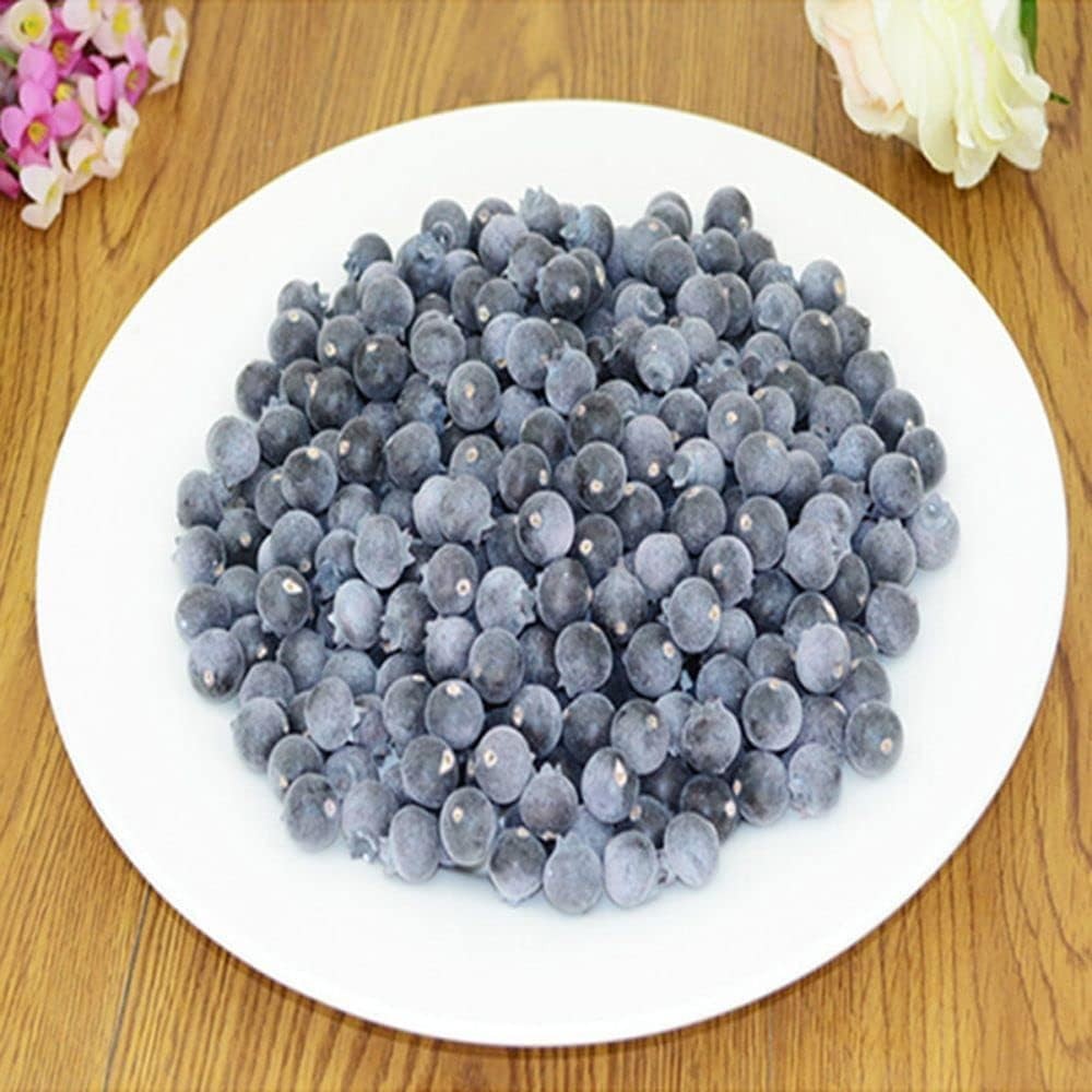 20 Pcs Artificial Blueberries Realistic Fake Blue Berry Plants Fruit Flowers